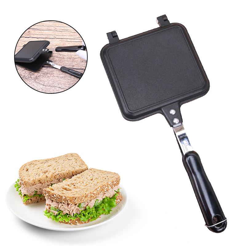 Flat Bottom Double-sided Frying Pan Bread Toast Baking Pan Household Non-stick Sandwich Frying Pan