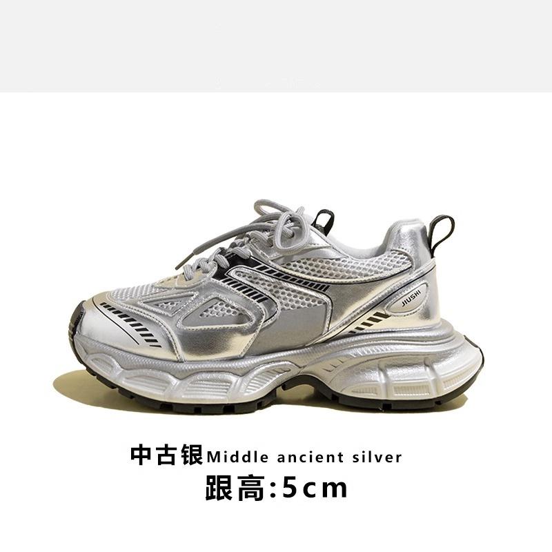 Сезон оленей 2024 года, новинка, модные туфли на платформе серебристого цвета для пап, женская легкая спортивная обувь на осень и зиму, повседневные кроссовки