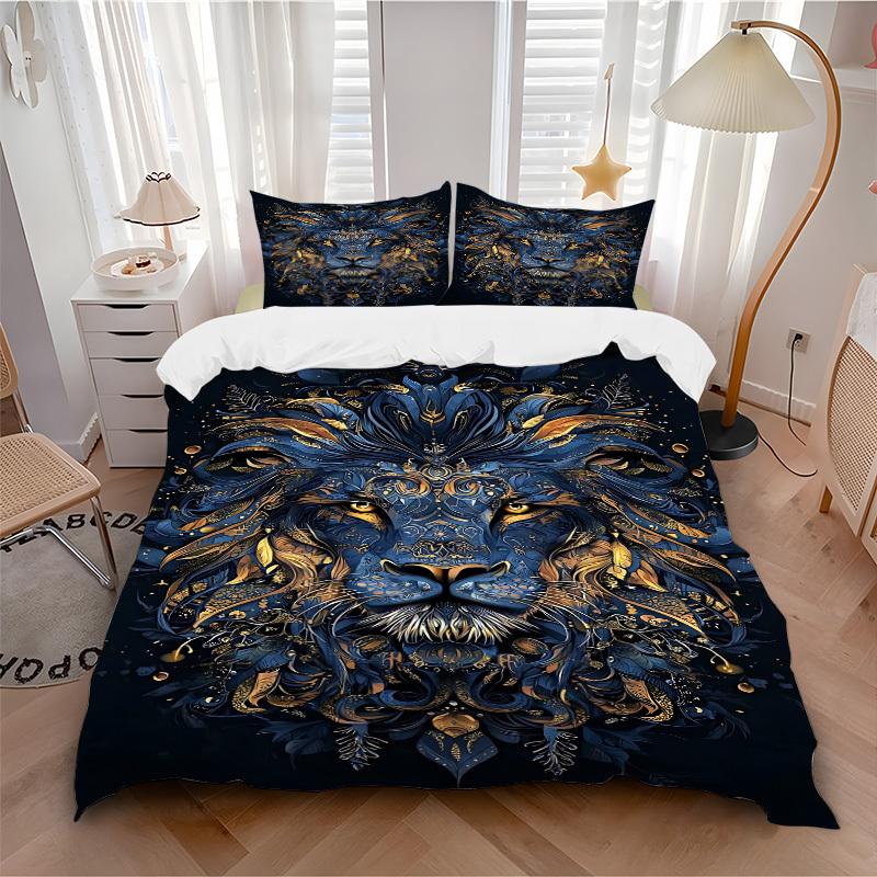 3pcs Lion Mandala Art Duvet Cover Set, Soft Comfortable Duvet Cover,Guest Room (1*Duvet Cover + 2*Pillowcase, Without Core) yy251104145