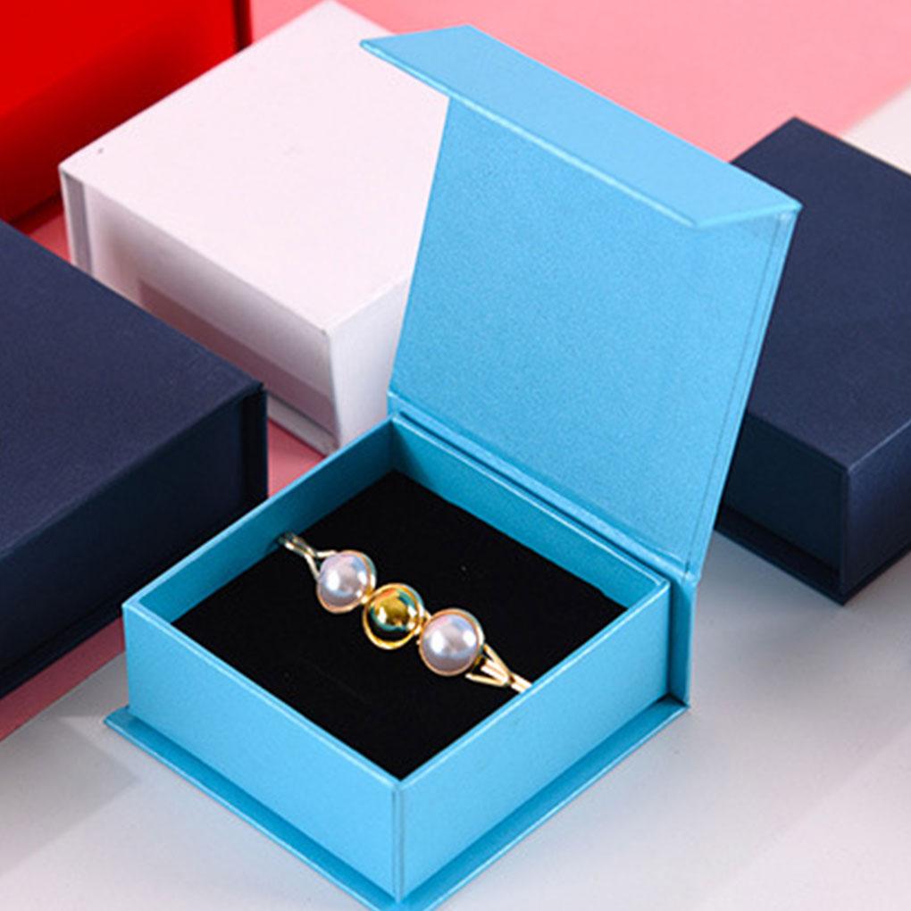 Картонная коробка для ювелирных изделий Органайзер для ожерелий Подарочная упаковка Дисплейные коробки Однотонный синий футляр для хранения и демонстрации