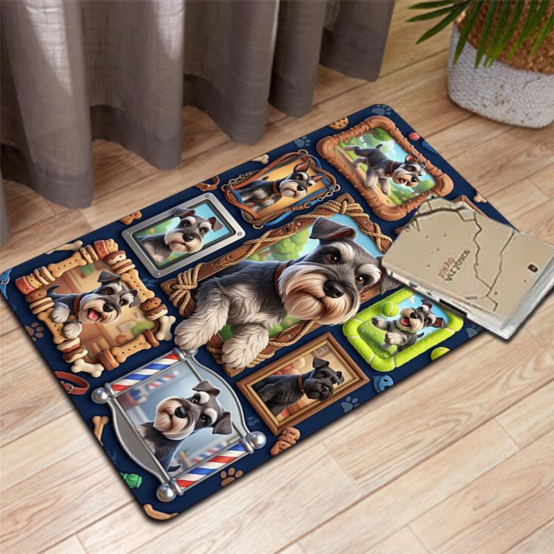 Schnauzer Frames Collage Pattern Rug Floor Mat for Living Room or Bedroom Soft and Comfortable Carpet a Gift for Birthday and Holiday.