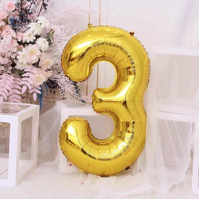 32-Inch Golden Digital Balloon Photo Boys And Girls Children Birthday Baby Party Scene Decoration