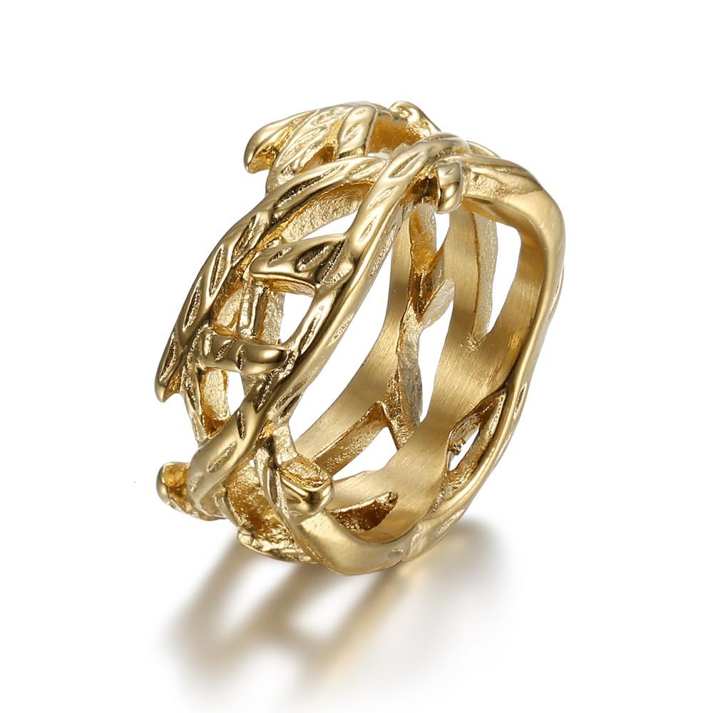 Винтажное кольцо "Древо жизни" из полированной титановой стали, оригинальное ювелирное изделие в золотом и серебряном цветах