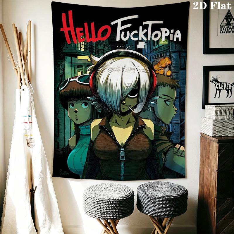 Hello Fucktopia Pattern Home Decor Tapestry, Wall Hanging, Decorative RV Wall Cloth.SGT0917084