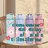 1PC Take It One Day At A Time Flower Lettering 750ml Color Plastic Sports Water Bottle Leakproof Flip Straw Lid Suitable for Sports Office Home Use
