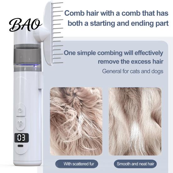 Detachable Grooming Head Electric Pet Flea Comb, Brush with Suction, 3-in-1 Rechargeable Dog Cat Comb Tool 360 Degree Rotating Head, Deshedding