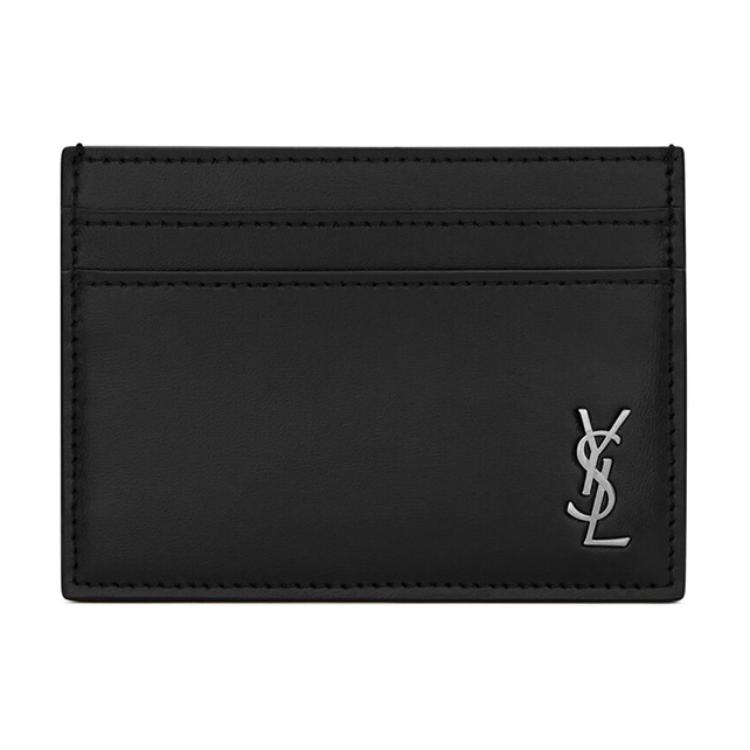 Saint Laurent Кардхолдер с металлической пластиной Logo Nero Мужские кошельки Черный 6076031JB0E-1000