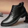 High Quality Men Fashionable Lace Up Business Comfortable High Top Leather Boots Brand Classic Black Top Cowhide Leather Shoes