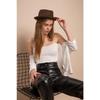 Women's High Waist Leather Trousers