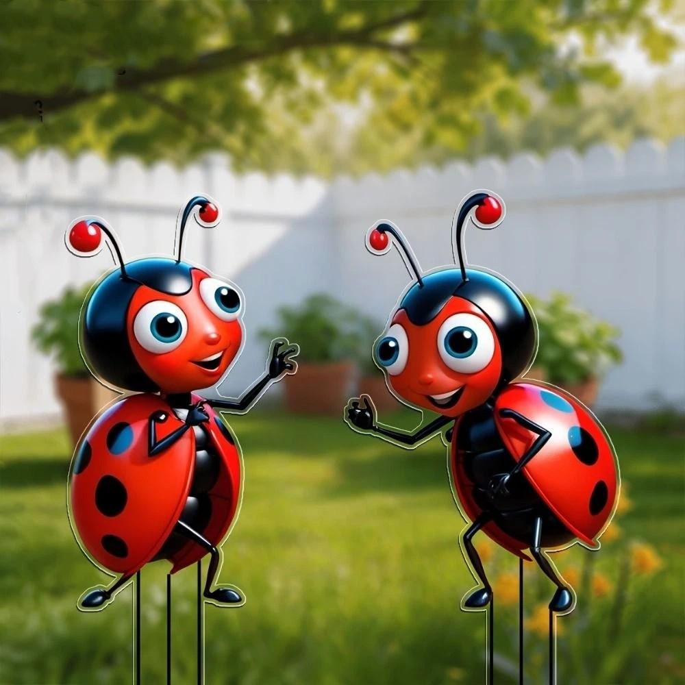 2D Flat Garden Decor Acrylic Potted Decoration Yard Decor Insect Decoration Flower Pot