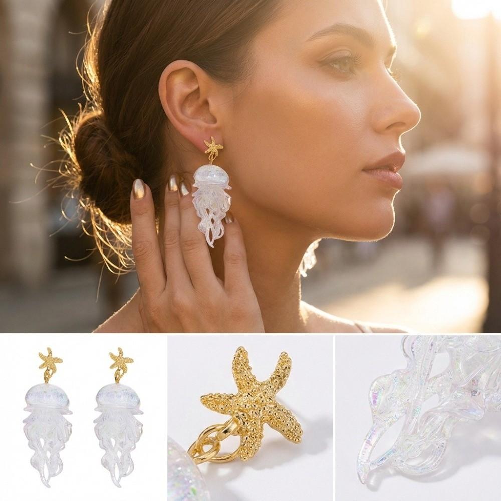 Personality Jellyfish Dangle Earrings Creative Summer Jewelry Daily Wear
