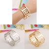 Metal Wide Cuff Bracelet With Hollow Geometric Design For Unisex Fashion Accessory