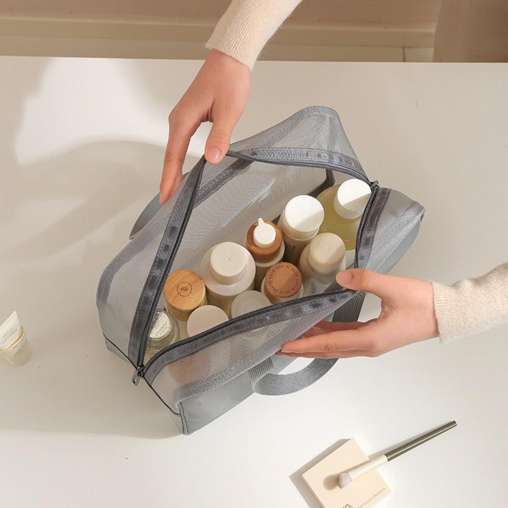 Bow Mesh Cosmetic Bag Multifunction Travel Bathing Kit Casual Makeup Wash Bag Beach