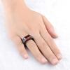 Black Gold Plated Ruby Ring for Women Elegant Party Wedding Band Stylish Jewelry Gift