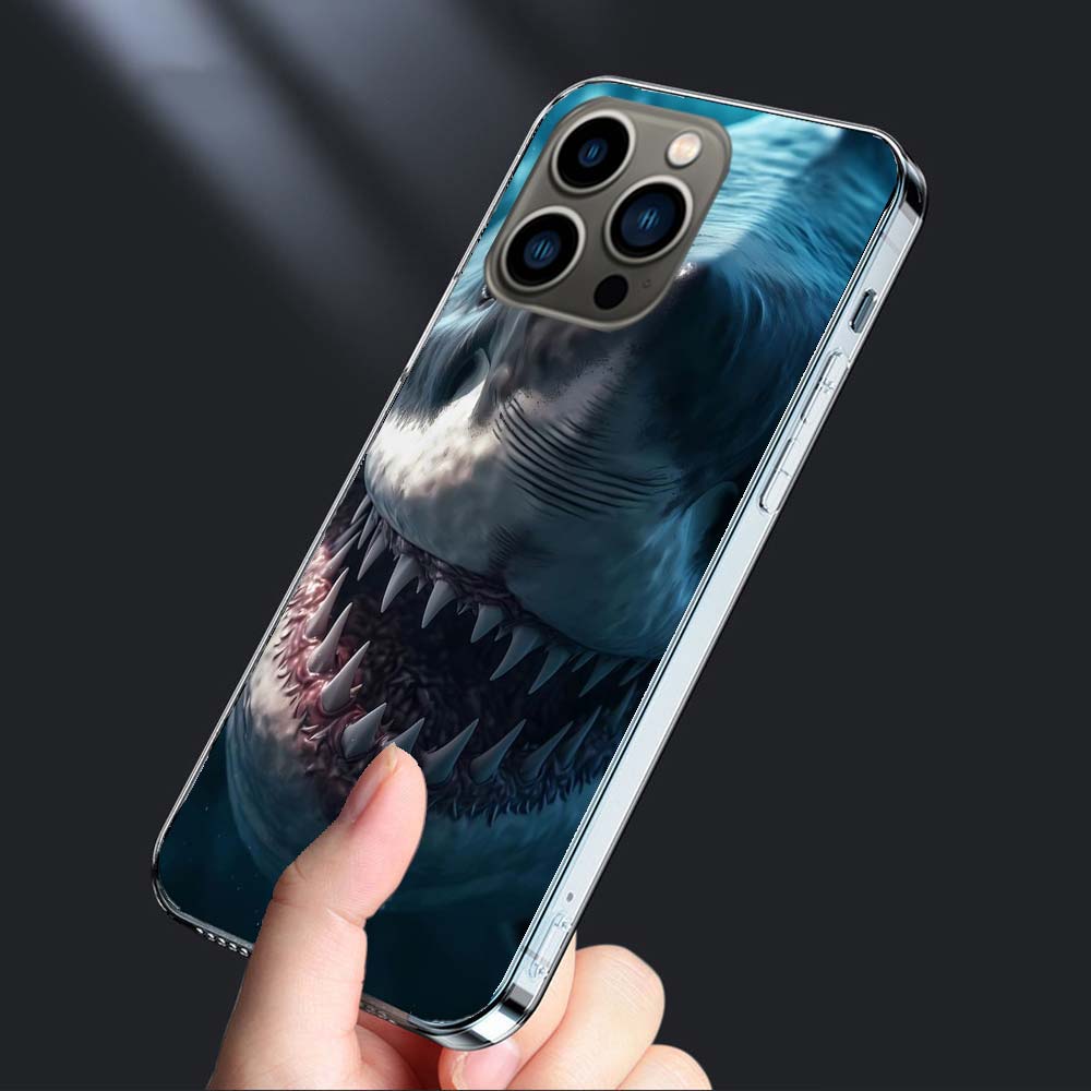 Чехол для телефона 'Пасть Глубоководной Злой Акулы' Для iPhone 16E 15 Pro 14 Plus 17E 16 17 Pro Max Air 11 12 13 Mini Ударопрочный