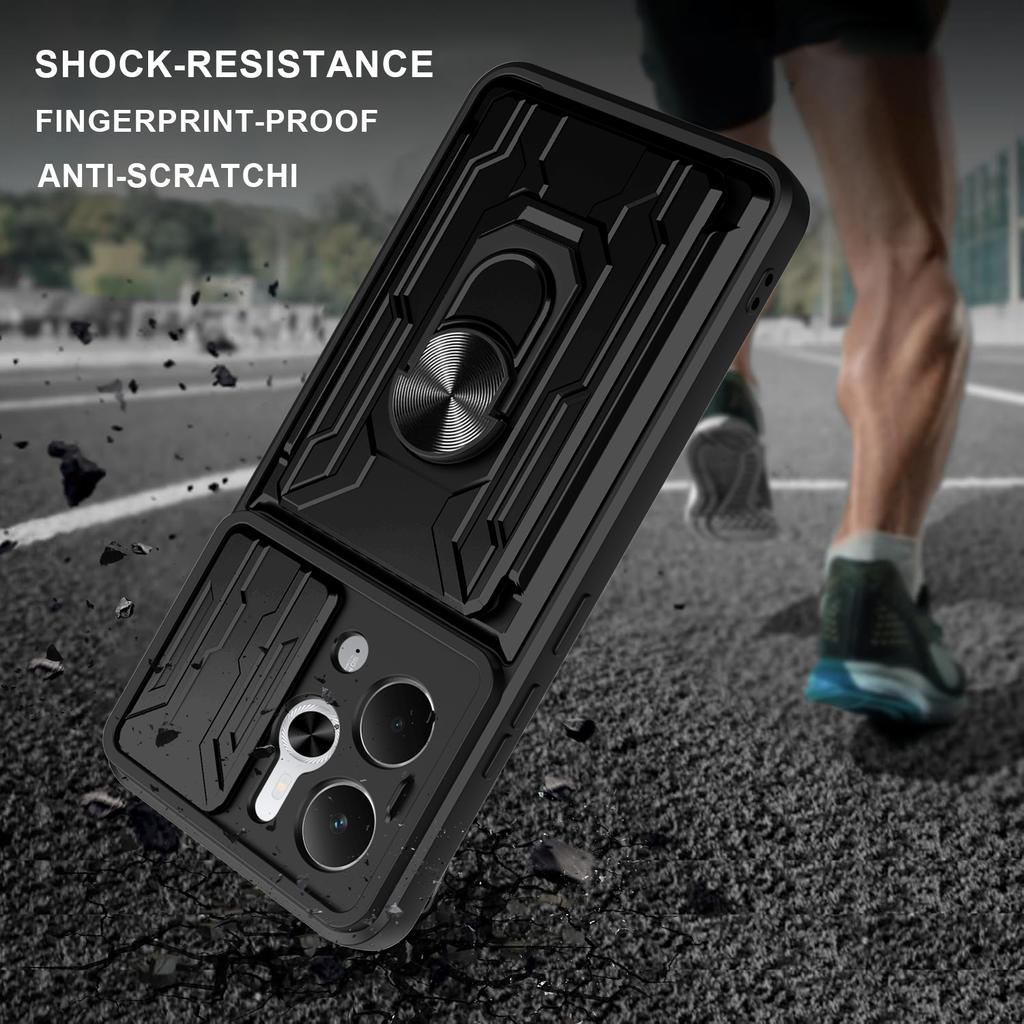 Для Realme 14 5G Чехол ПК+ТПУ Подставка Задняя крышка телефона со слайдером для камеры