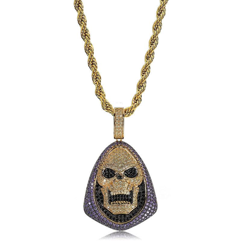 European and American Popular Zircon Skull Pendant Personalized Men Trendy Necklace