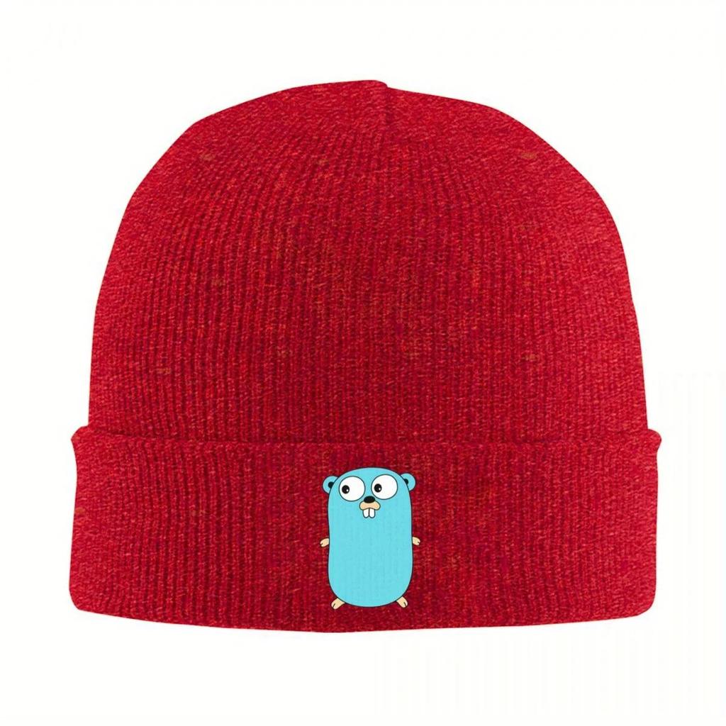 Новая теплая вязаная шапка-бини с изображением Gopher из Go Golang, модная шапка-колпак, осенне-зимние головные уборы для улицы, унисекс, женские, взрослые