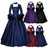 Holloween Women Vintage Dress Medieval Cosplay Renaissance Lace Up Flare Sleeve Floor Length Dress Maxi Long Dress
