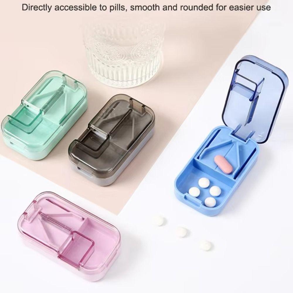 Dustproof Pill Cutter Storage Box Drug Tablet Crusher Pill Cutter  for Small or Large Pills