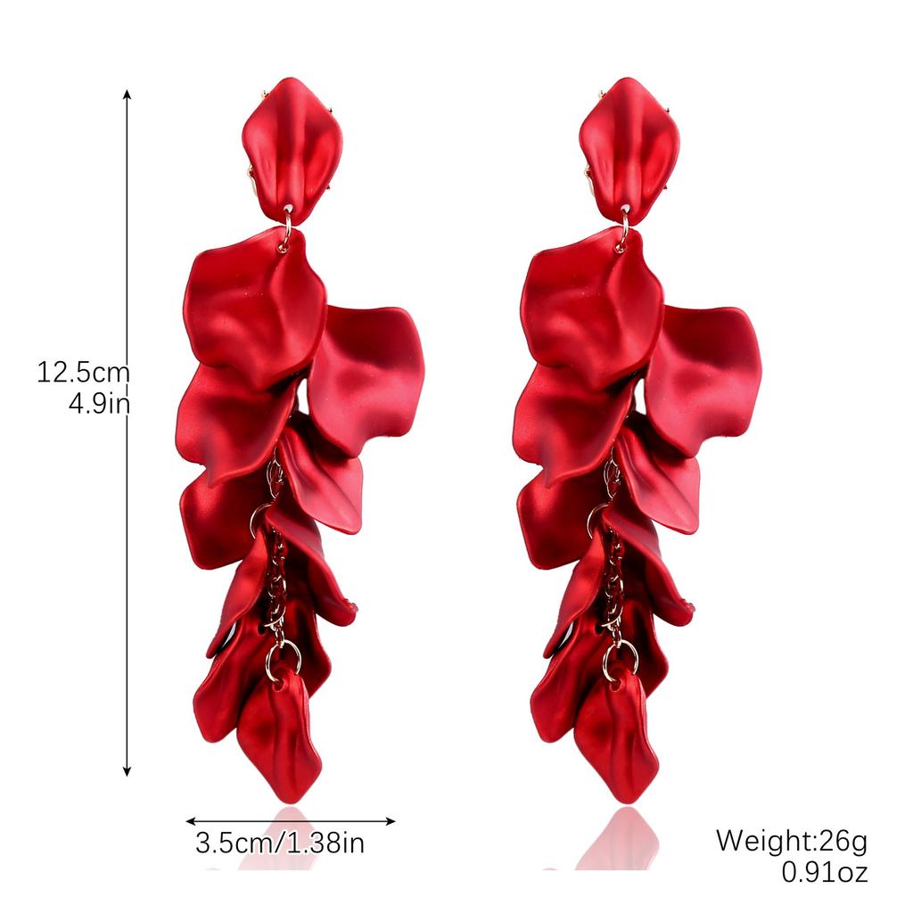 Преувеличенные красные цветочные серьги Rose Ankara Red Earrings Длинные красные серьги с кисточками Серьги Модные серьги 2025 Повседневные украшения