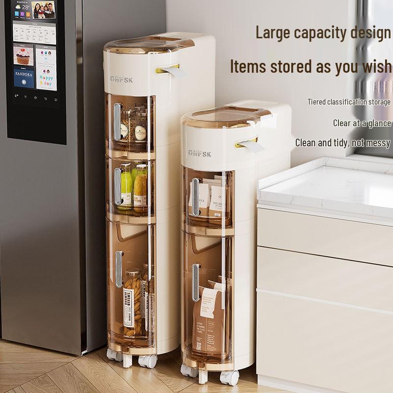 Узкий многоярусный шкаф-ящик для хранения в зазоре в ванной и на кухне