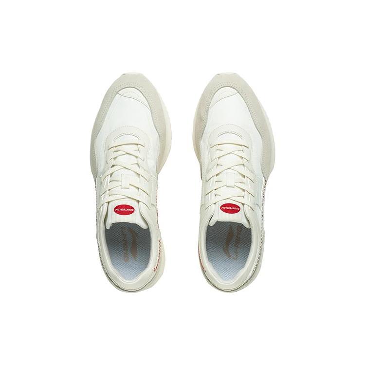 Li Ning CF Лес Плетеные износостойкие дышащие низкие спортивные повседневные кроссовки женские Кремово-белые AGCT174-1