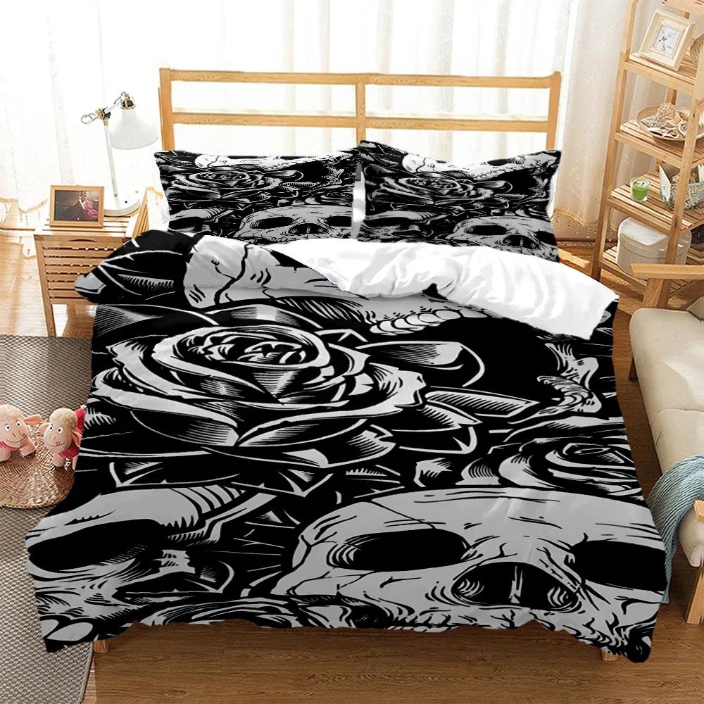 Mysterious black skeleton Digital Print Polyester Bedding Sets Child Kids Covers Boys Bed Linen Set for Teens  bed sheet set