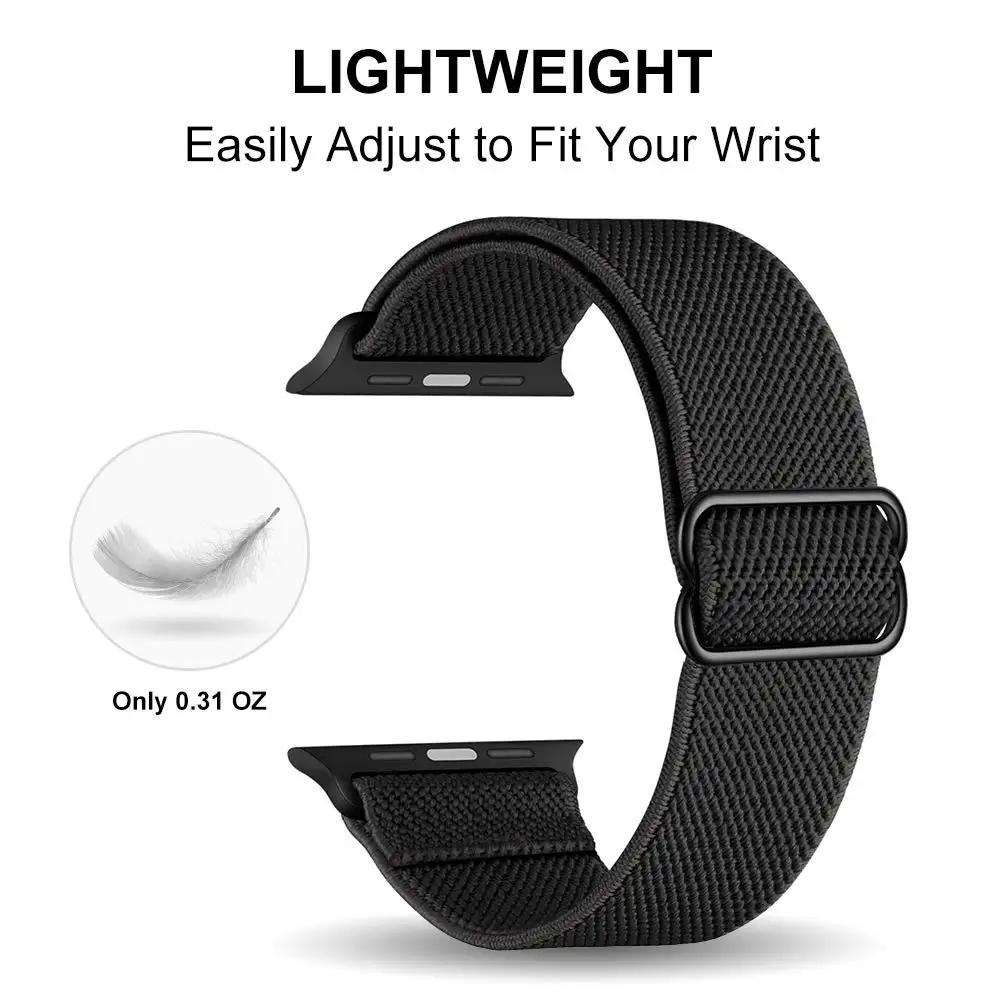 Эластичный нейлоновый ремешок-петля для Apple Watch Ultra 3/2/1 49 мм 11 10 46 мм 42 мм Браслет Наручный ремешок iWatch 9 8 7 6 5 4 SE 45/41/44/40 мм