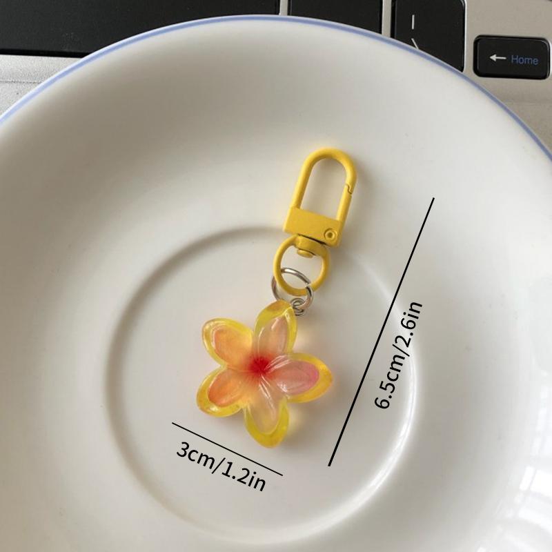 Lovely Sakura Flower Keychain Charm Cute Colored Transparent Flower Keychain Pendant Enamel Bag Hanging Pendent Charms Key Ring