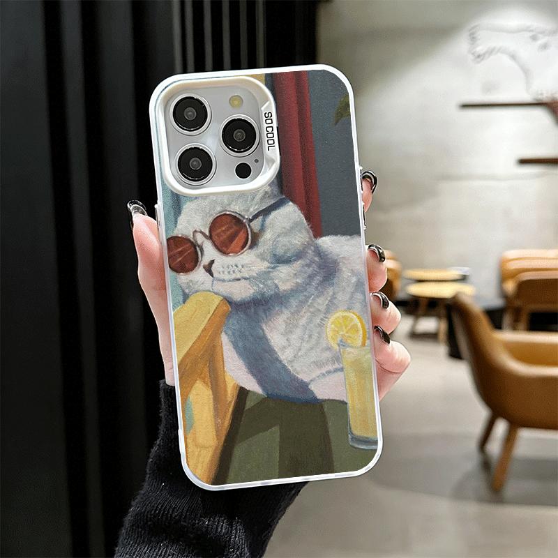 Смешные кошки Модный стиль Мягкий чехол для телефона для iPhone 15 16 17 Pro Max 17Air 16E 14 Plus 13 12 Mini Ударопрочный чехол Задняя крышка