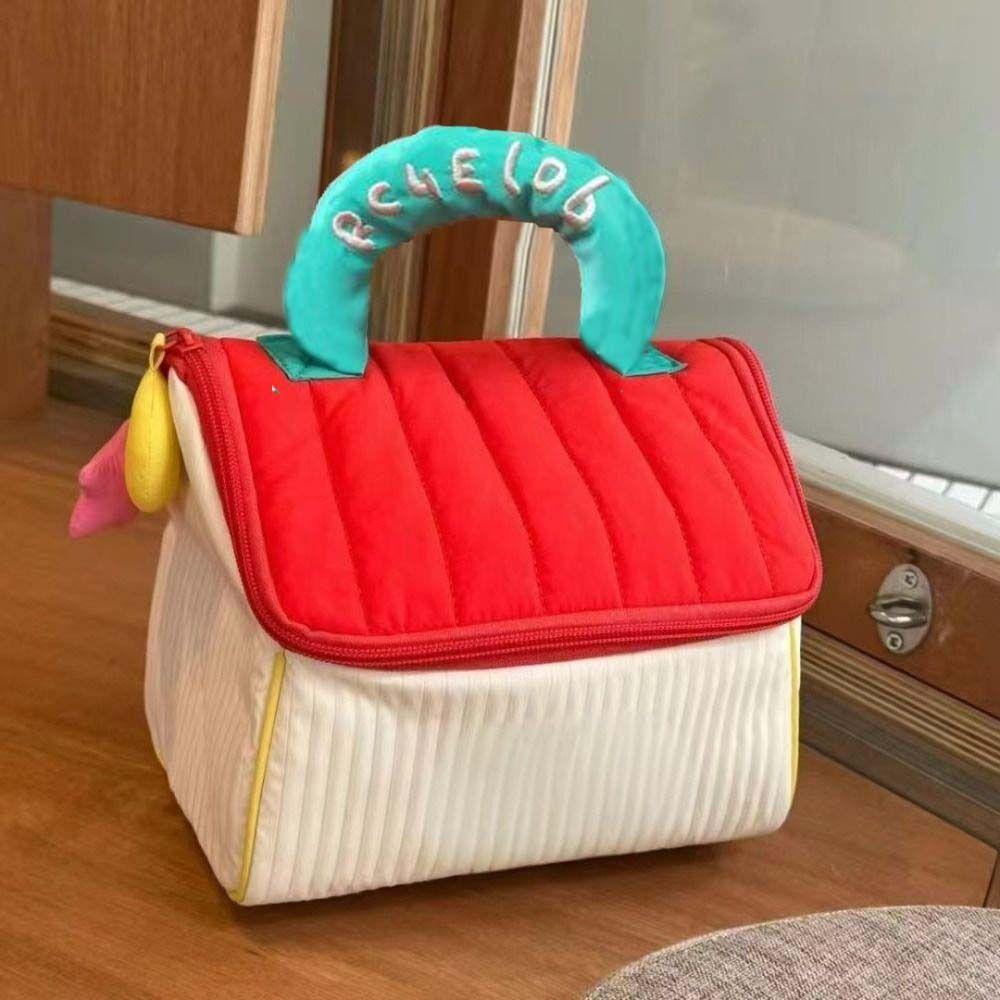 Kawaii Handheld Cosmetic Case House-shaped Portable Storage Bag Cute Cabin Makeup Bag  Outdoor