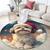 Shih Tzu pattern round rug,Carpet Rug for Living Room Bedroom Playroom ,Non-slip Floor Mat,Holiday Gifts and Birthday Gifts.