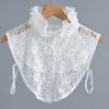 Women Embroidery Lace Floral Fake Collar Half Shirt Stand Detachable Lapel Collar Decoration Blouse Tops Ruffles False Collar