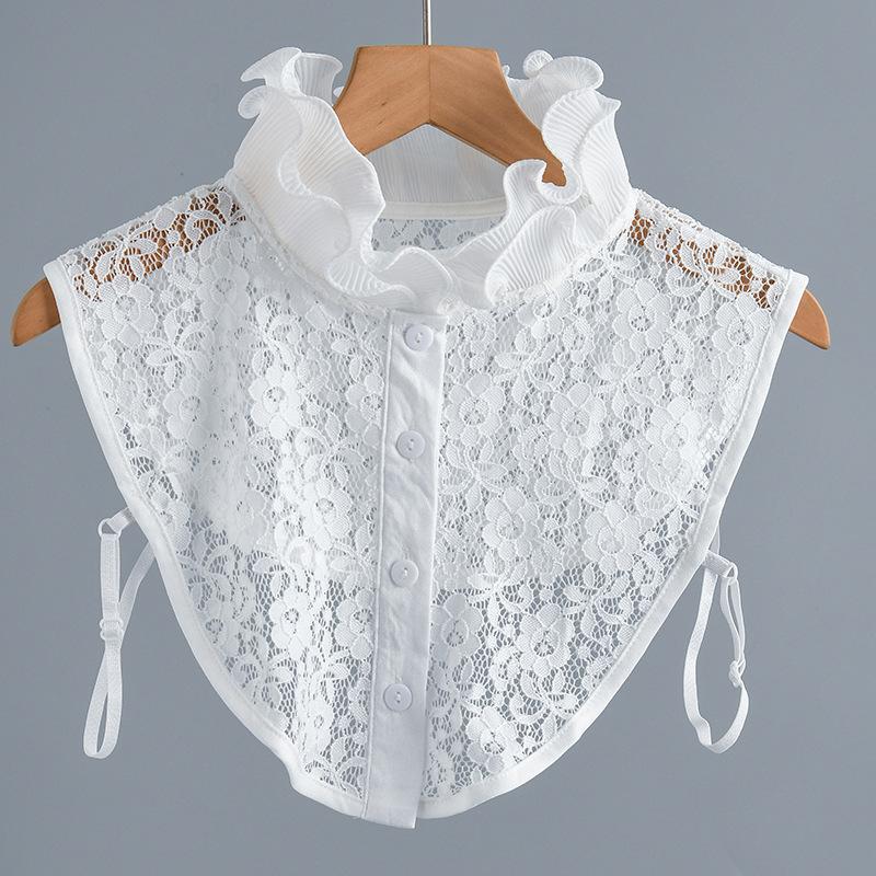 Women Embroidery Lace Floral Fake Collar Half Shirt Stand Detachable Lapel Collar Decoration Blouse Tops Ruffles False Collar