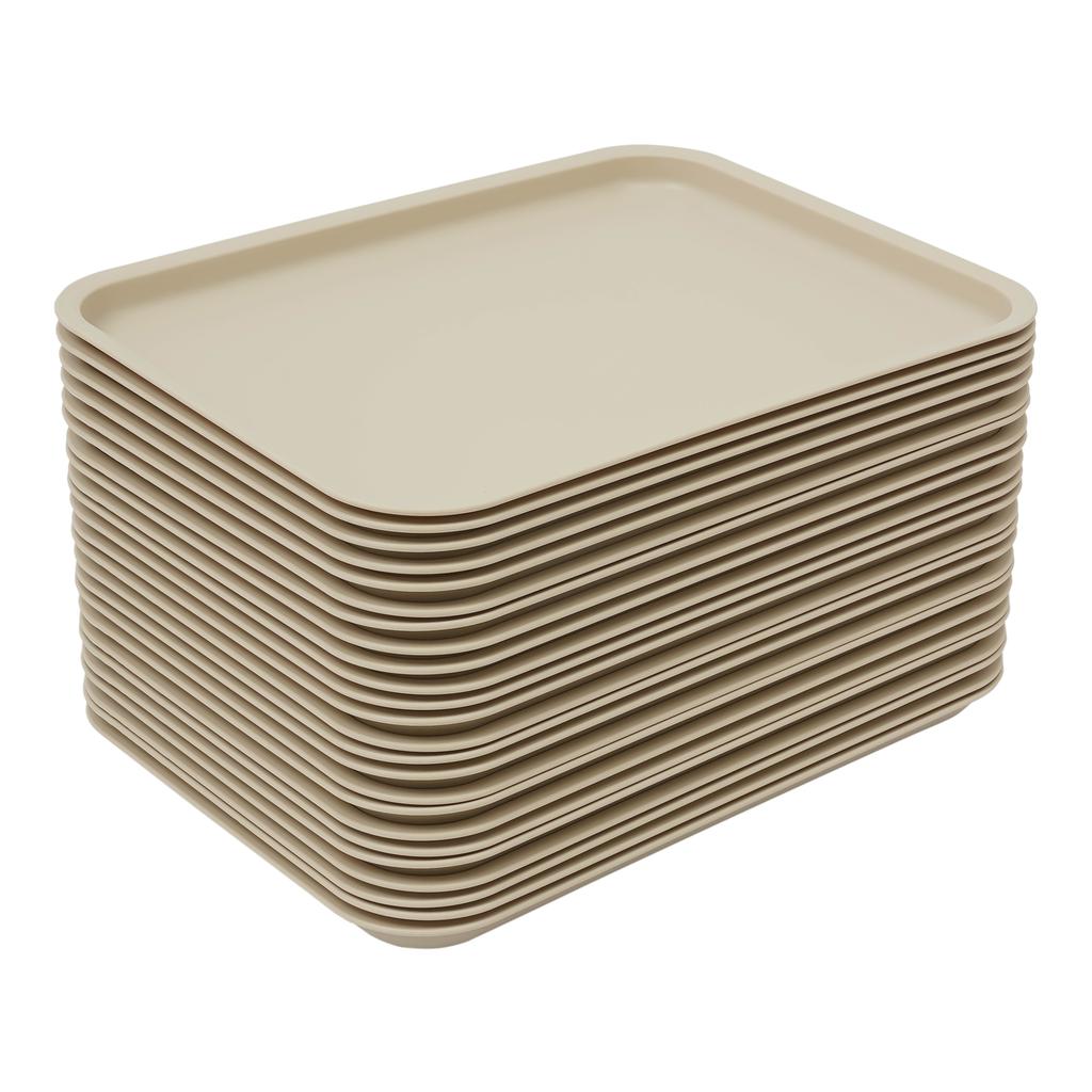 24Pcs Fast Food Tray Bulk PP Serving Tray 14*10.6 In Rectangular Non Slip Restaurant Cafeteria Trays for Kitchen Party (Khaki)