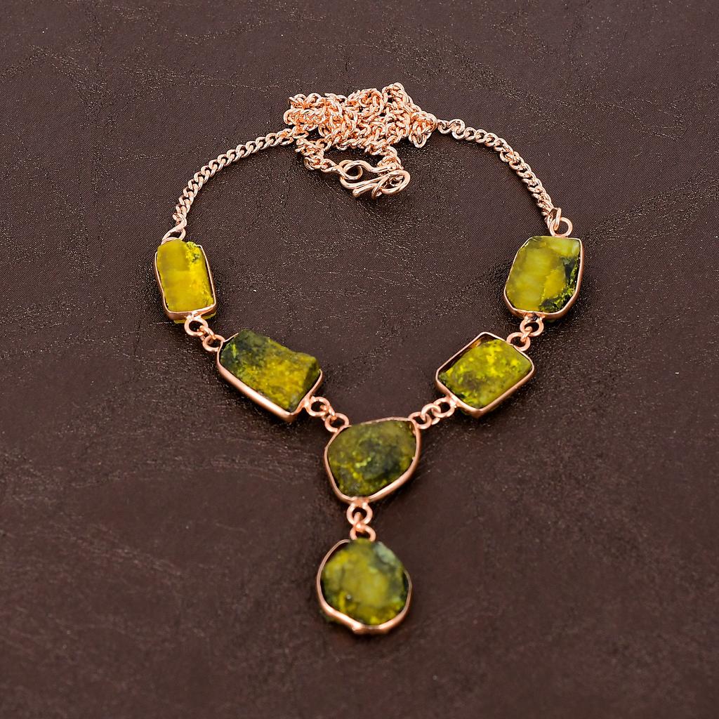 Yellow Sapphire Natural Gemstone Handmade Copper Jewelry Necklace 18" u0F42