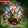 2D плоская 20*20см1шт Очаровательная эльфийская фея с разноцветными крыльями бабочки Дизайнерский декор для стен, Художественная табличка на тему весенней феи, Идеально подходит для дома и офиса,