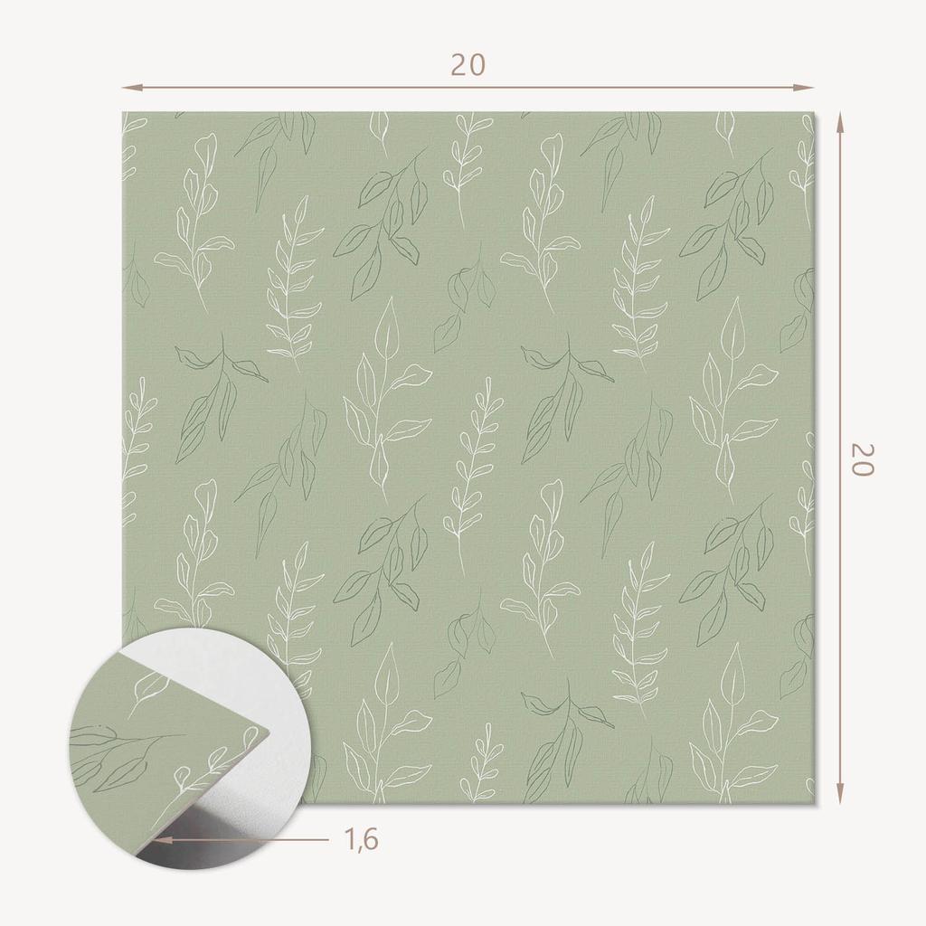 Komplet Kafelków Winylowych Z Wzorem Do Salonu Samoprzylepne Roślinny Wzór Liści 20X20X20 Cm
