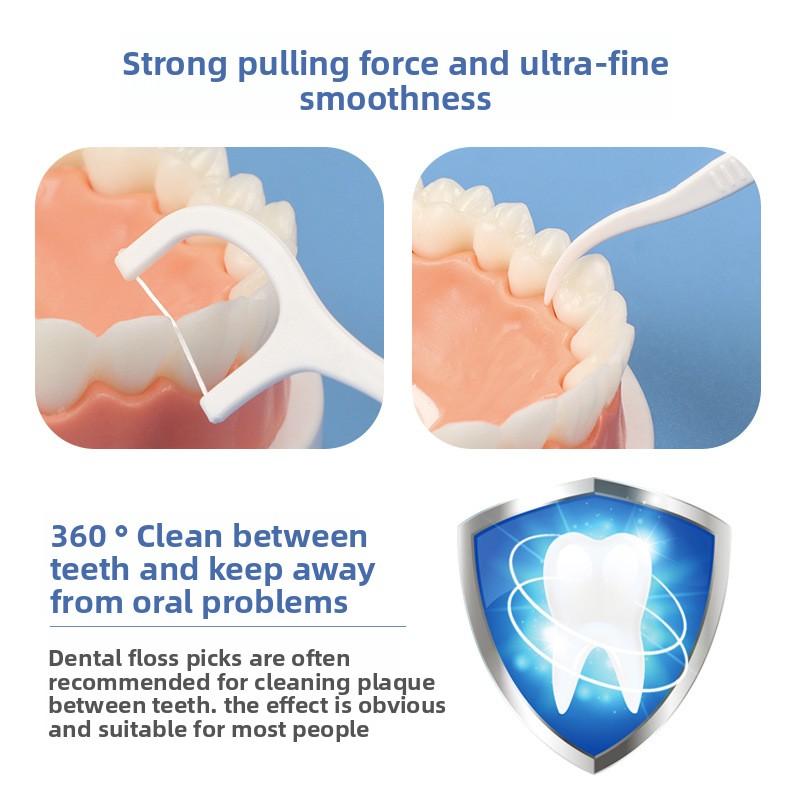 Высокопрочные пластиковые зубочистки с зубной нитью 50-80 штук в упаковке для гигиены полости рта