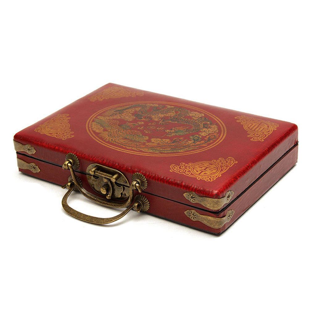 Chinese Numbered Mahjong Set 144 Tiles Mah-Jong Set Portable Chinese Toy With Box Fiber Board Mahjong Board Game For Fun Camping