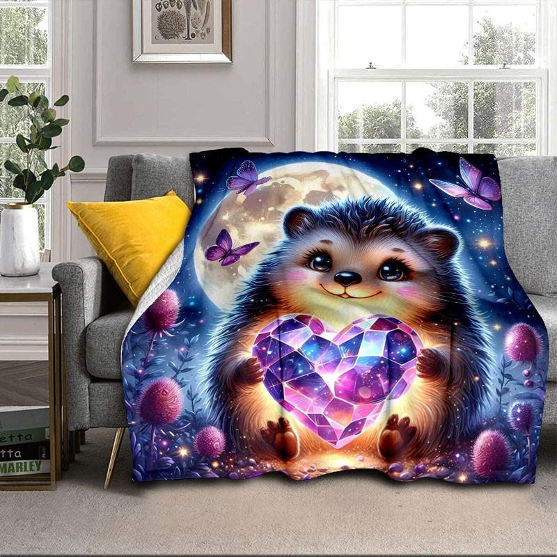 Sleepy Hedgehog Dreams Blanket Flannel Blanket for bed, sofa, Camping, Hiking, Picnic Essentials, gift for family Fan gifts