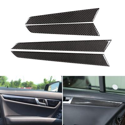 Автомобильный Стайлинг из настоящего углеродного волокна, внутренняя дверная ручка, полоски, накладка для Mercedes Benz C Class W204 2007 -
