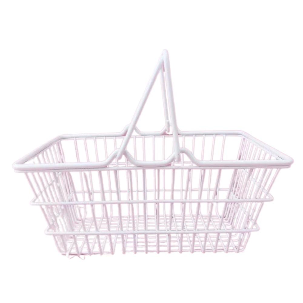 Model Mini Storage Basket Metal Toy Trolley Container Portable Shopping Cart Storage  Desktop