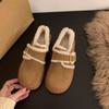 Fashion 2025 Frosted Leather Thick-soled Brown Velvet Boken Shoes Autumn Winter Snow Boots Women's Cotton Sneakers Wear Fluffy Mary Jane