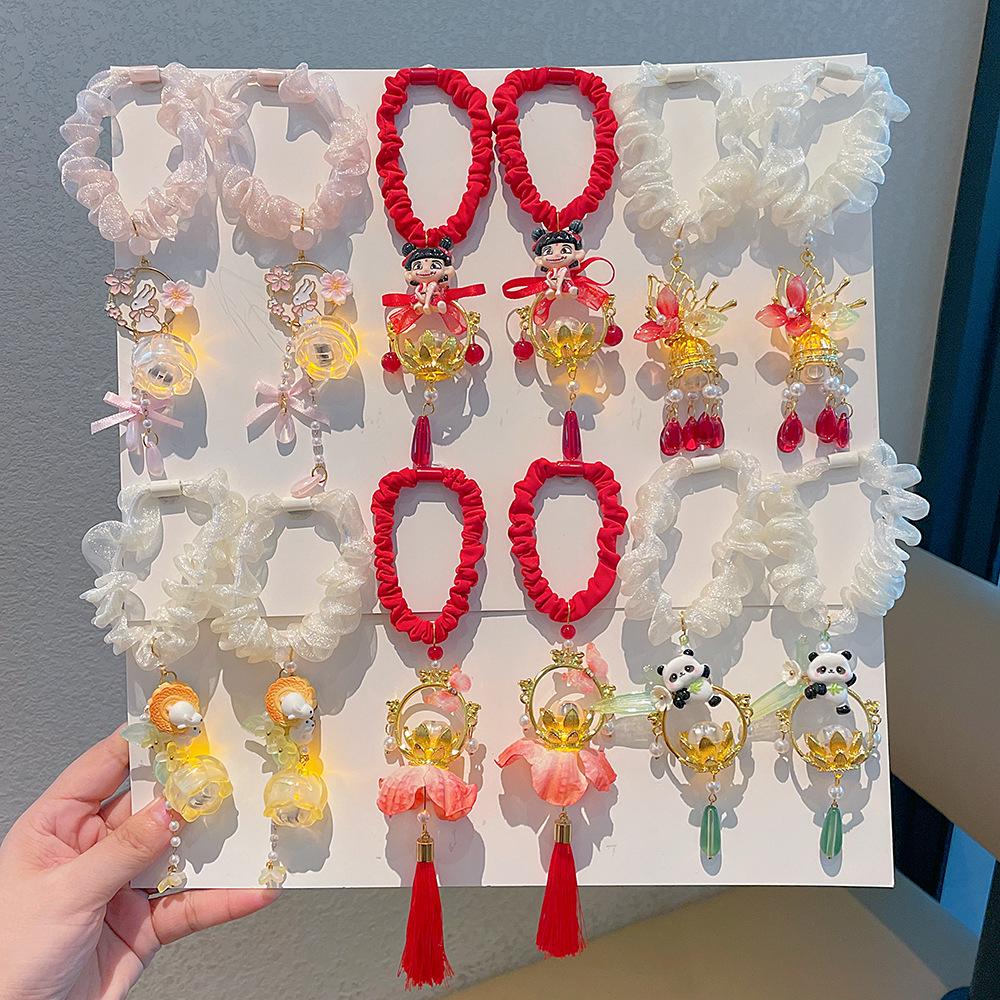 Нежа Панда Рождественские резинки для волос и повязки на голову для девочек - Мультяшные аксессуары для волос без повреждений