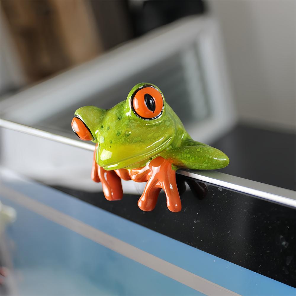 Креативная 3D фигурка лягушки, украшение для офисного компьютера, декор для автомобиля, забавная статуэтка лягушки-пищалки, домашний ТВ-орнамент, миниатюры для сада, бонсай