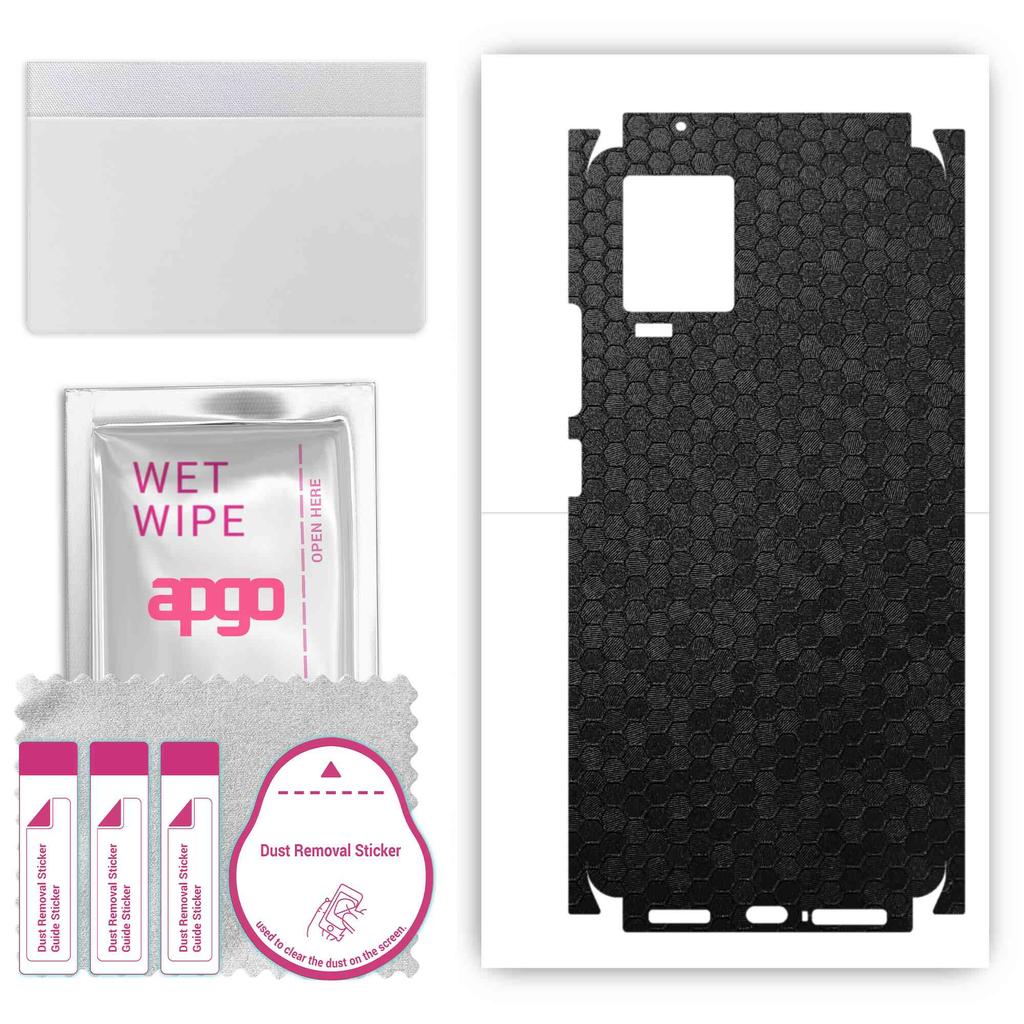 apgo Protective Skin Sticker for the Back+sides Compatible with Vivo IQOO 7, Full Wrap Film, Foil, Vinyl - Pattern Black Honeycomb