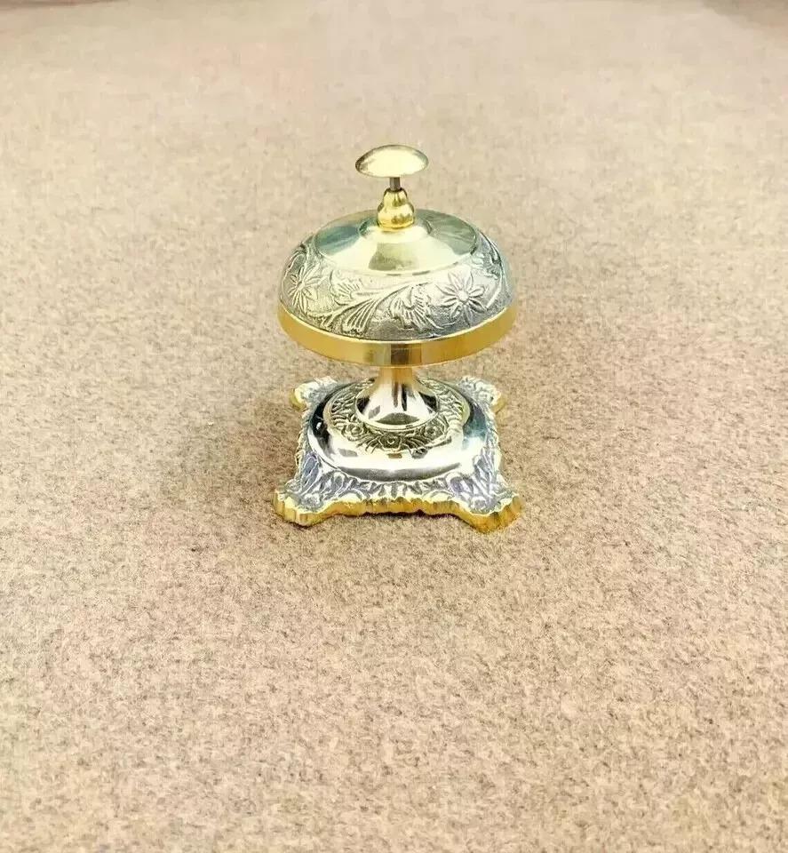 Стол Колокольчик Старинные Старинные Латунные Гостиничного Сервиса Богато Стойка Приема