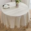 Linen Cotton Round Tablecloth Ruffle Table Cloth Vintage Dining Table Cover For Kitchen Coffee Table Party Birthday  Decor